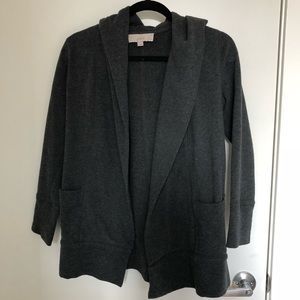 LOFT Dark Gray Hooded Jacket/Cardigan